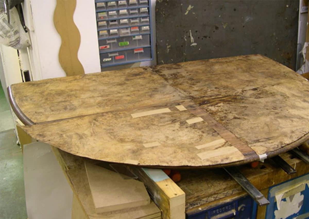 walnut dining table during furniture restoration treatment walnut dining table during furniture restoration treatment